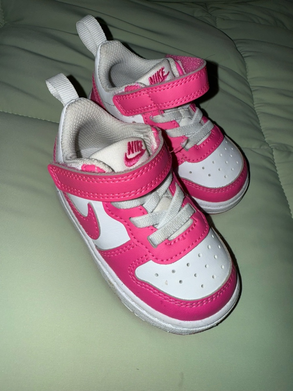 Nike Kids White and Hot Pink Velcro Sneakers